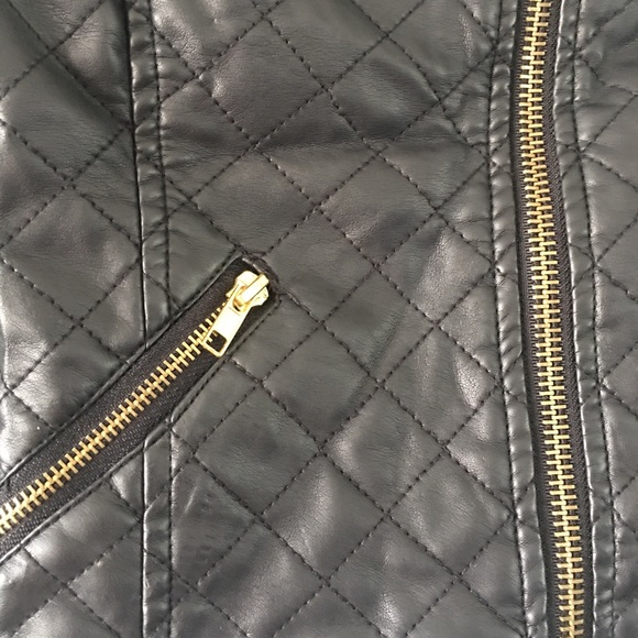 Faux Leather Jacket w/ Gold Details - Picture 2 of 2